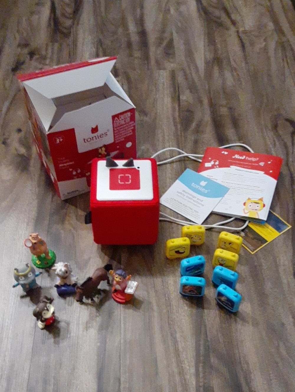 Toniebox Red Audio Player with Several Story Figures